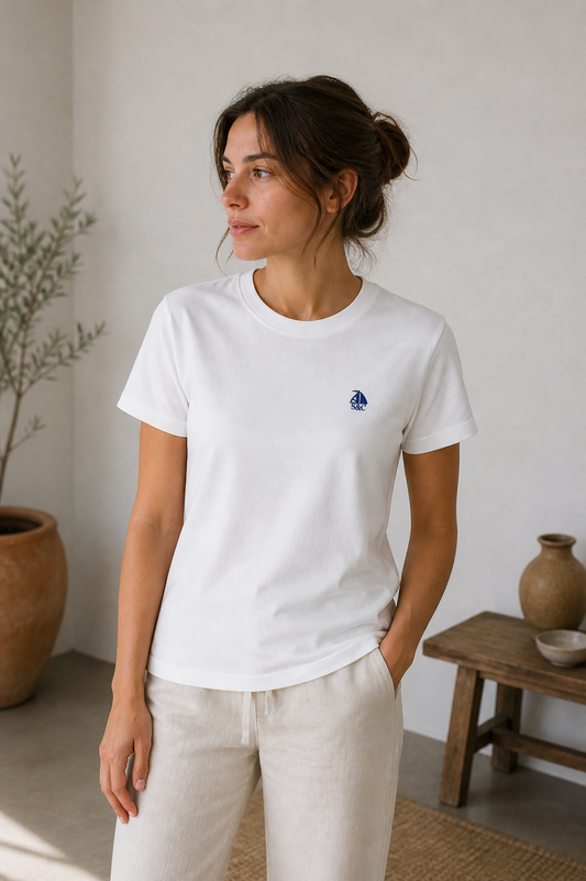 Camiseta manga corta cuello redondo blanca