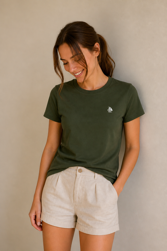 Camiseta manga corta cuello redondo verde aventura