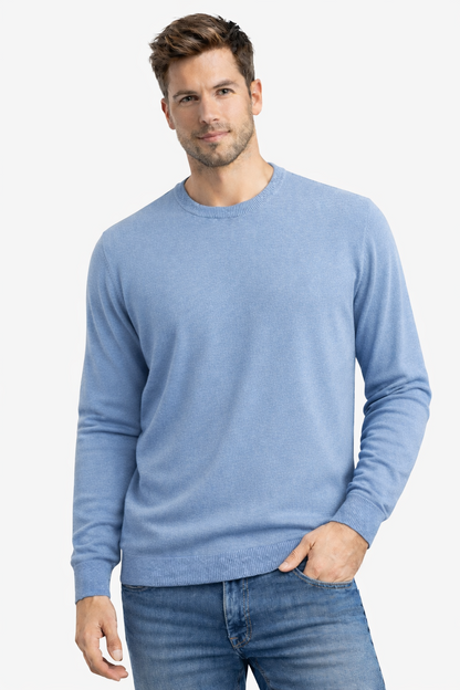 Jersey cuello redondo básico Celeste