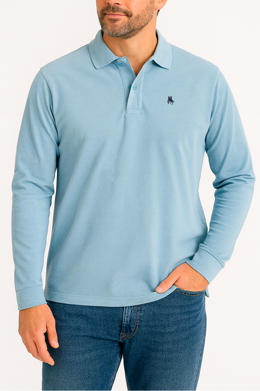Polo Premium de manga larga sky blue