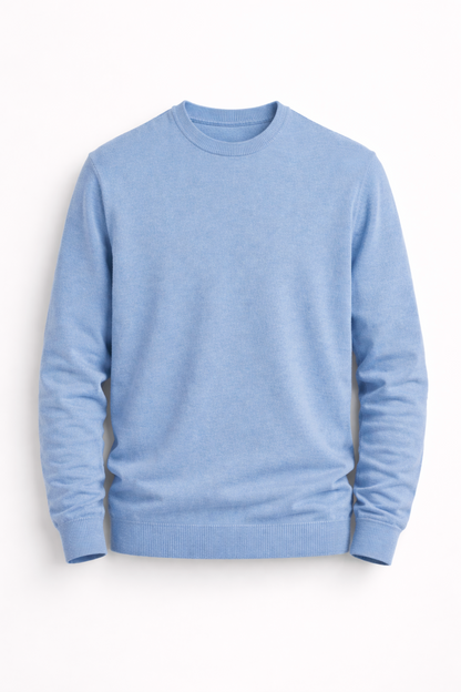 Jersey cuello redondo básico Celeste