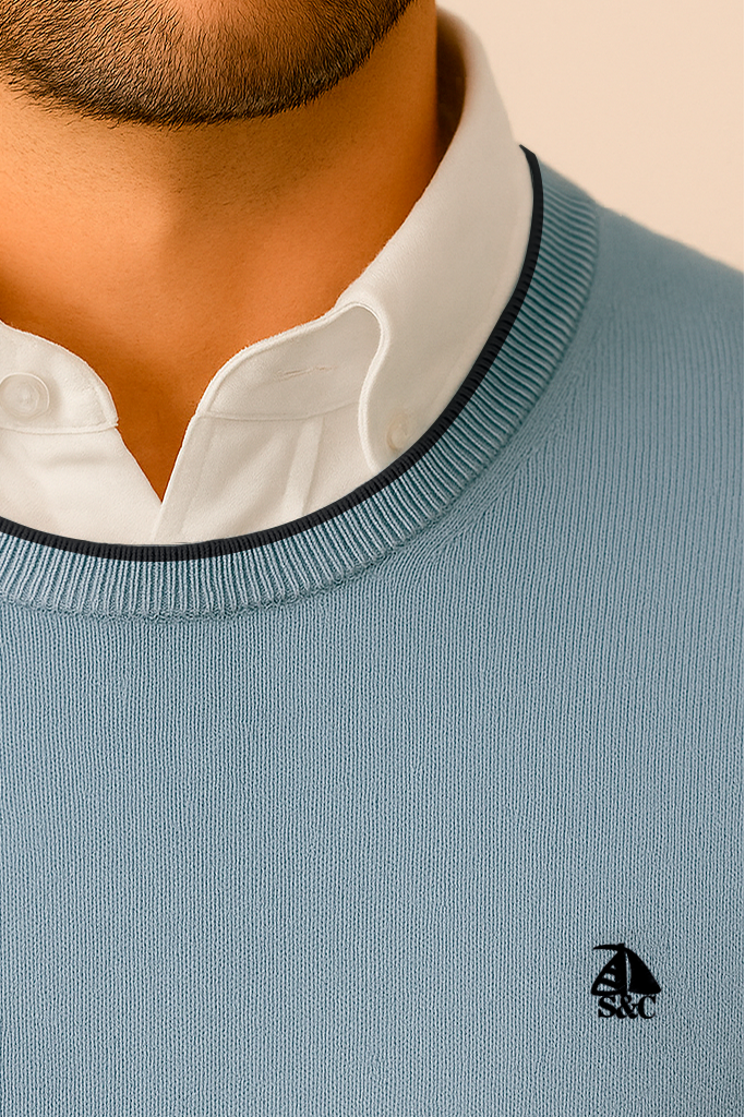 Jersey cuello redondo Celeste