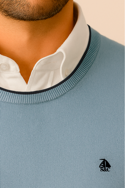 Jersey cuello redondo Celeste