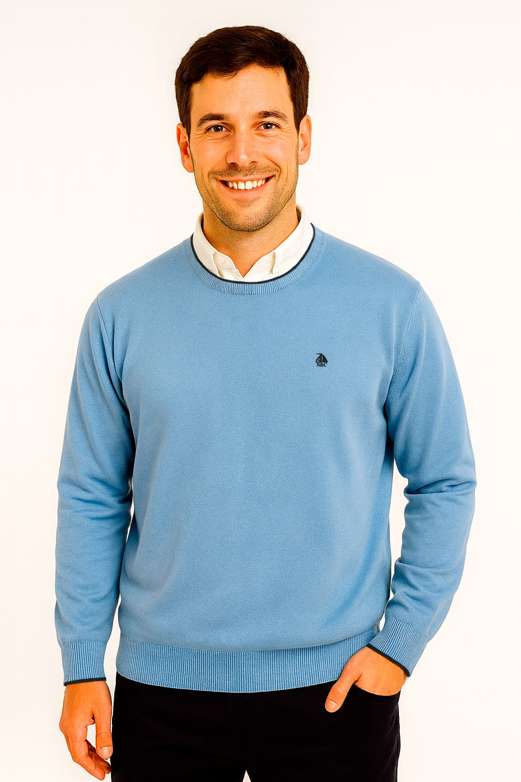 Jersey cuello redondo Celeste