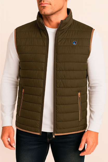 Chaleco Hombre Acolchado Kaki Rayas