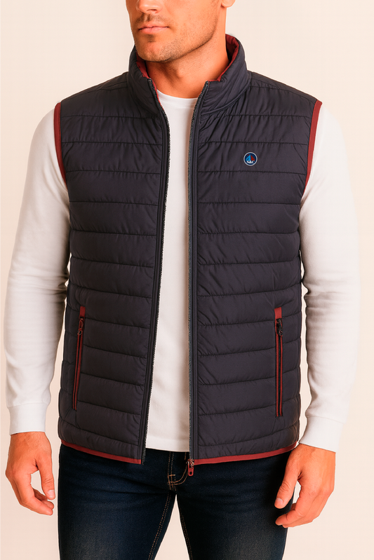 Chaleco Hombre Acolchado Marino Rayas