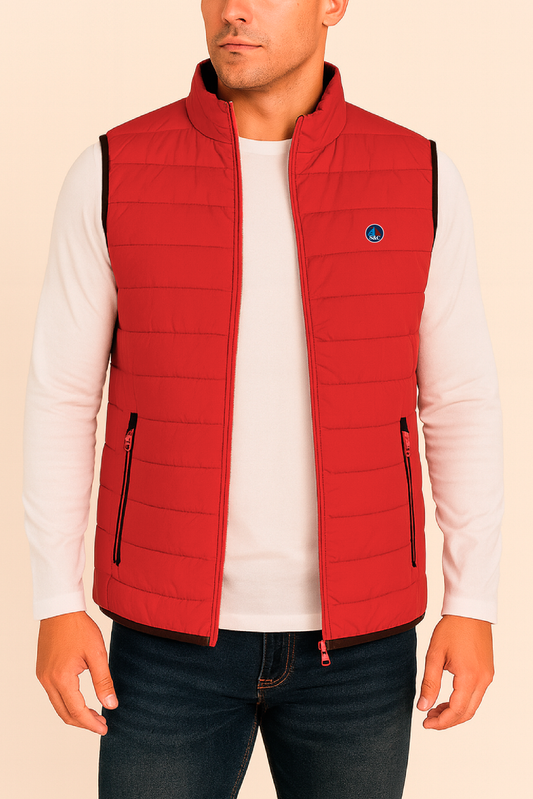 Chaleco Hombre Acolchado Rojo Rayas