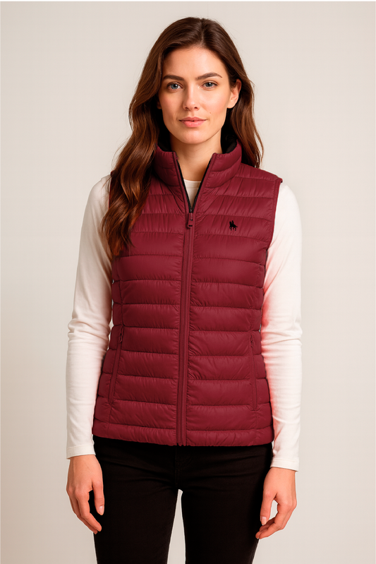 Chaleco granate acolchado mujer tacto pluma