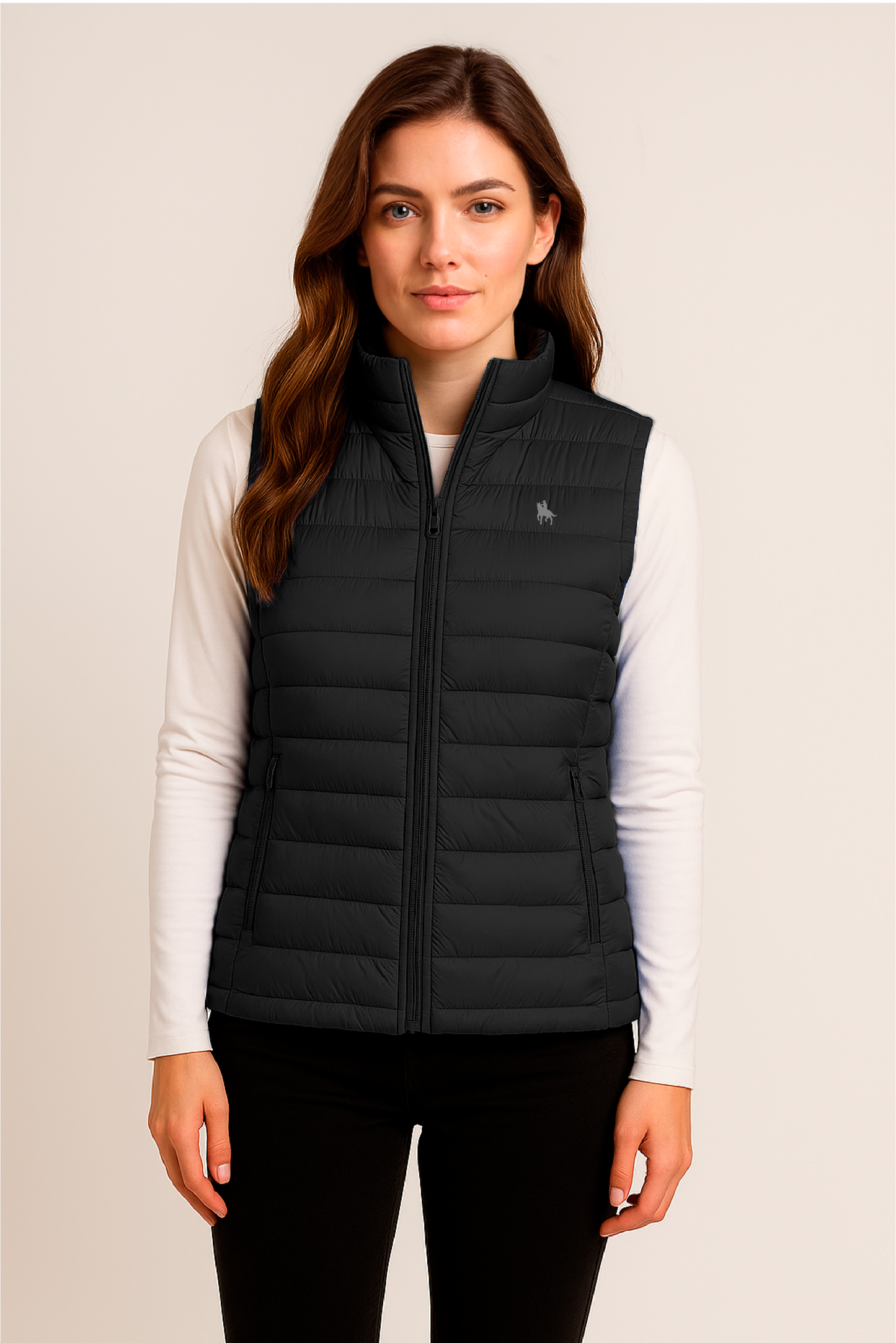 Chaleco negro acolchado mujer tacto pluma
