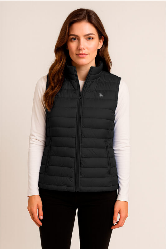 Chaleco negro acolchado mujer tacto pluma