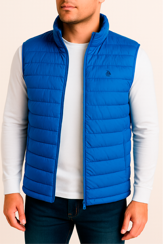 Chaleco acolchado azul royal.