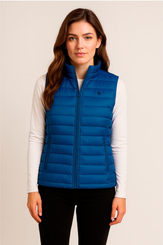 Chaleco azulón acolchado mujer tacto pluma