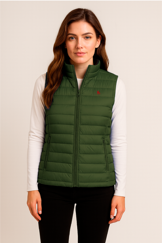 Chaleco kaki acolchado mujer tacto pluma