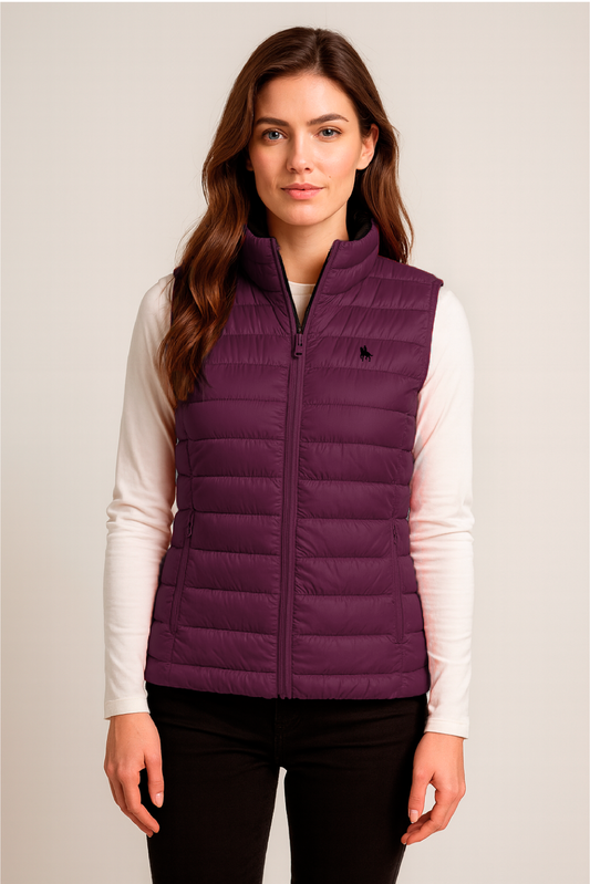Chaleco morado acolchado mujer tacto pluma