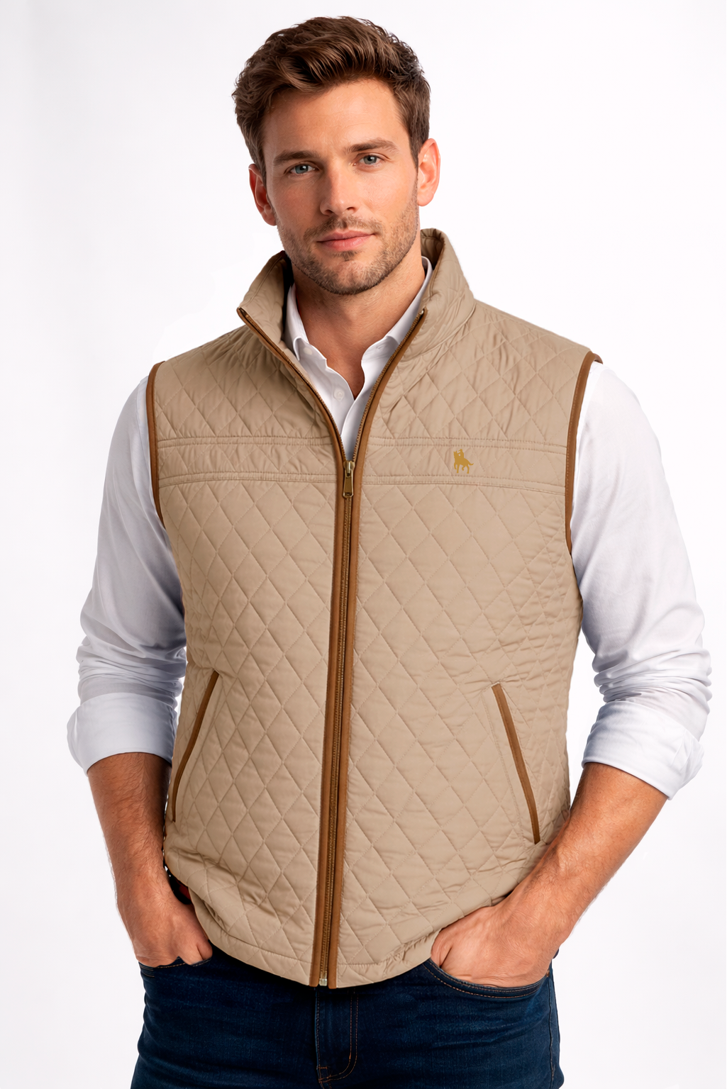 Chaleco modelo rombos Beige