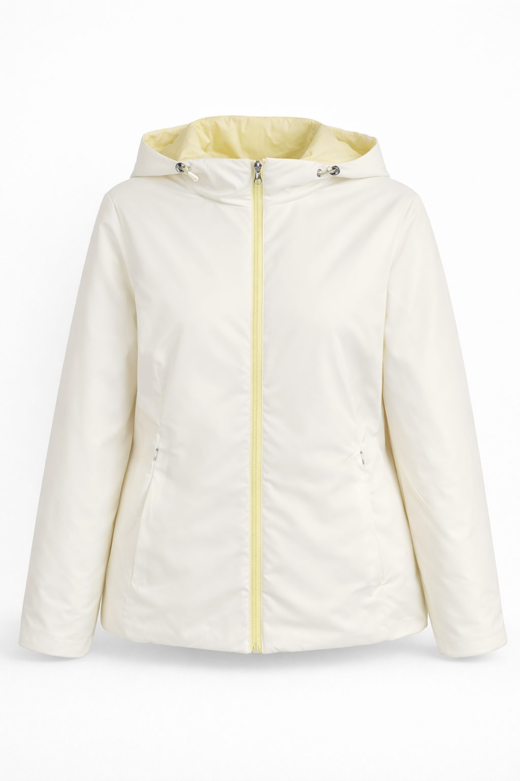 Chaqueta mujer acolchada reversible amarilla y blanca
