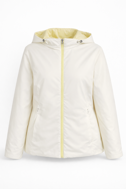 Chaqueta mujer acolchada reversible amarilla y blanca