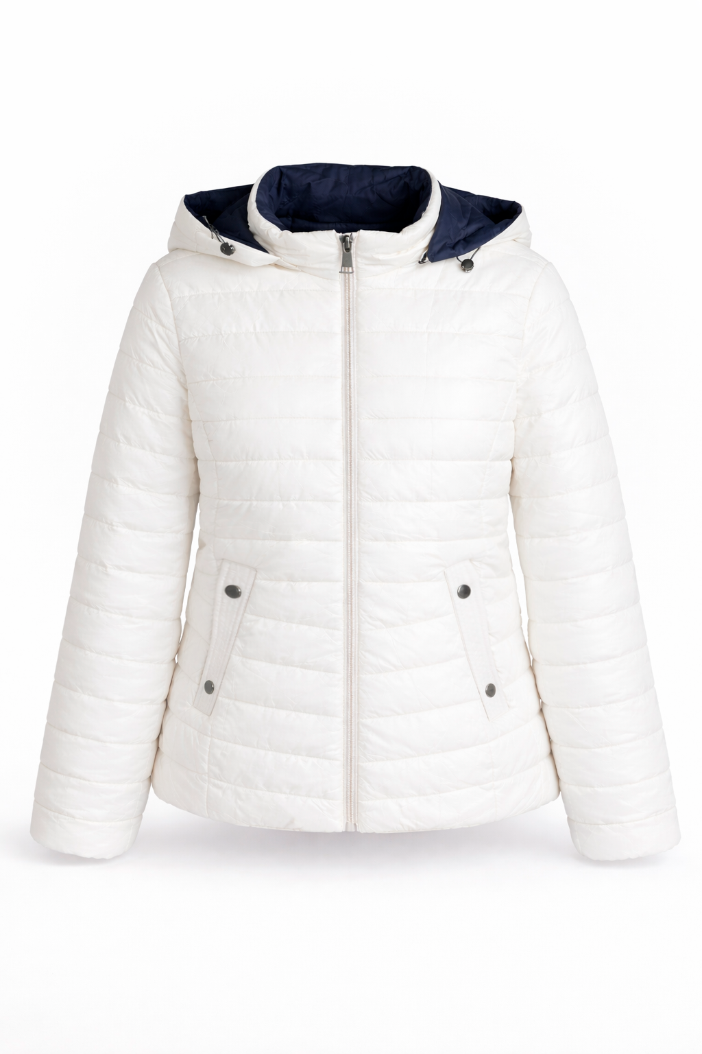 Chaqueta mujer acolchada reversible blanca y marino