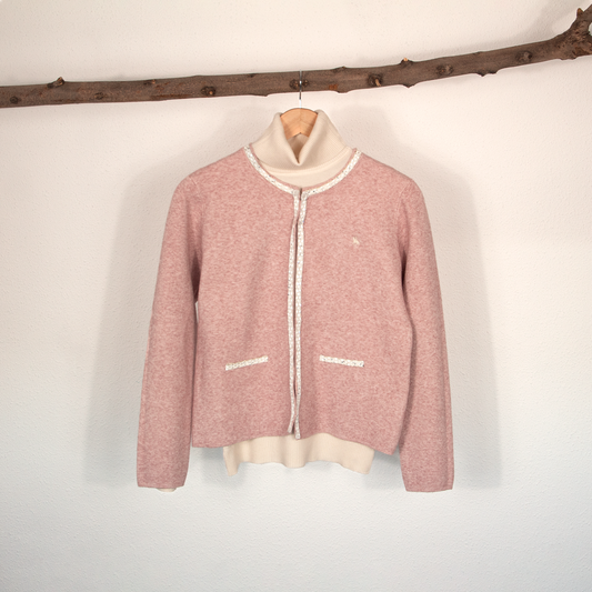 Chaqueta de Punto Rosa para Mujer con Detalles en Brillo