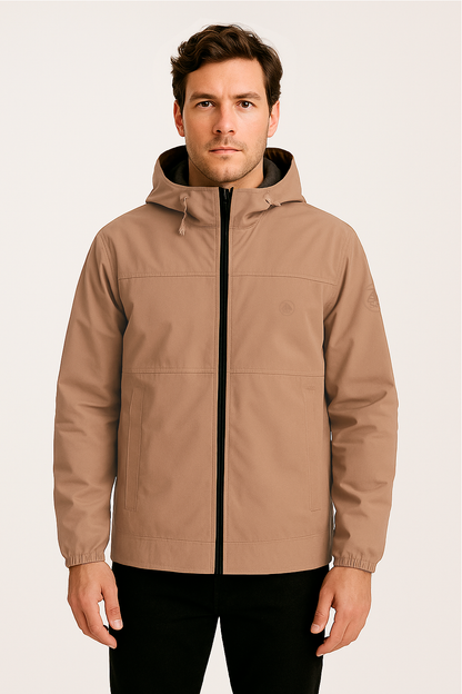 Chaqueta Hombre Marrón Con Capucha