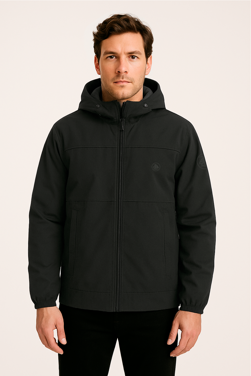 Chaqueta Hombre Negra Con Capucha