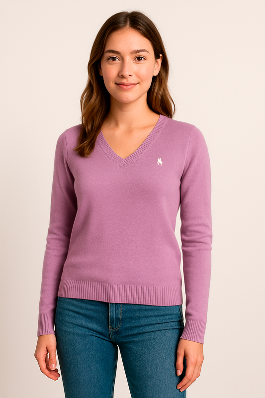 Jersey Mujer Cuello Pico Lila