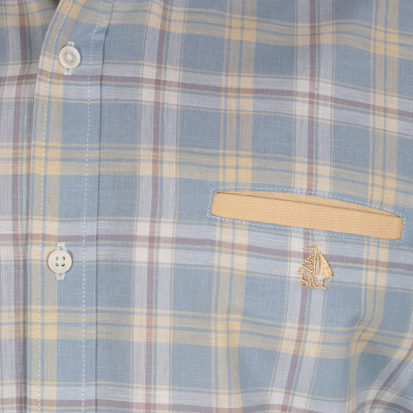 Camisa Hombre Manga Larga Cuadros Azules y Amarillo