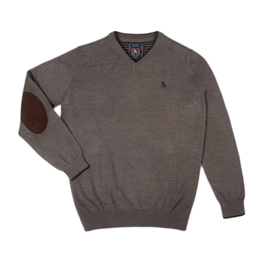 Jersey Hombre Cuello Pico Gris con Coderas