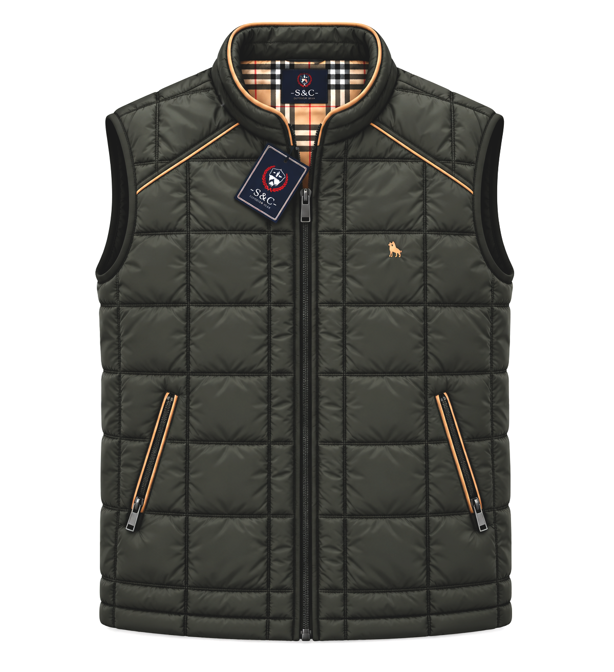 Chaleco Cuadros acolchado de hombre Verde