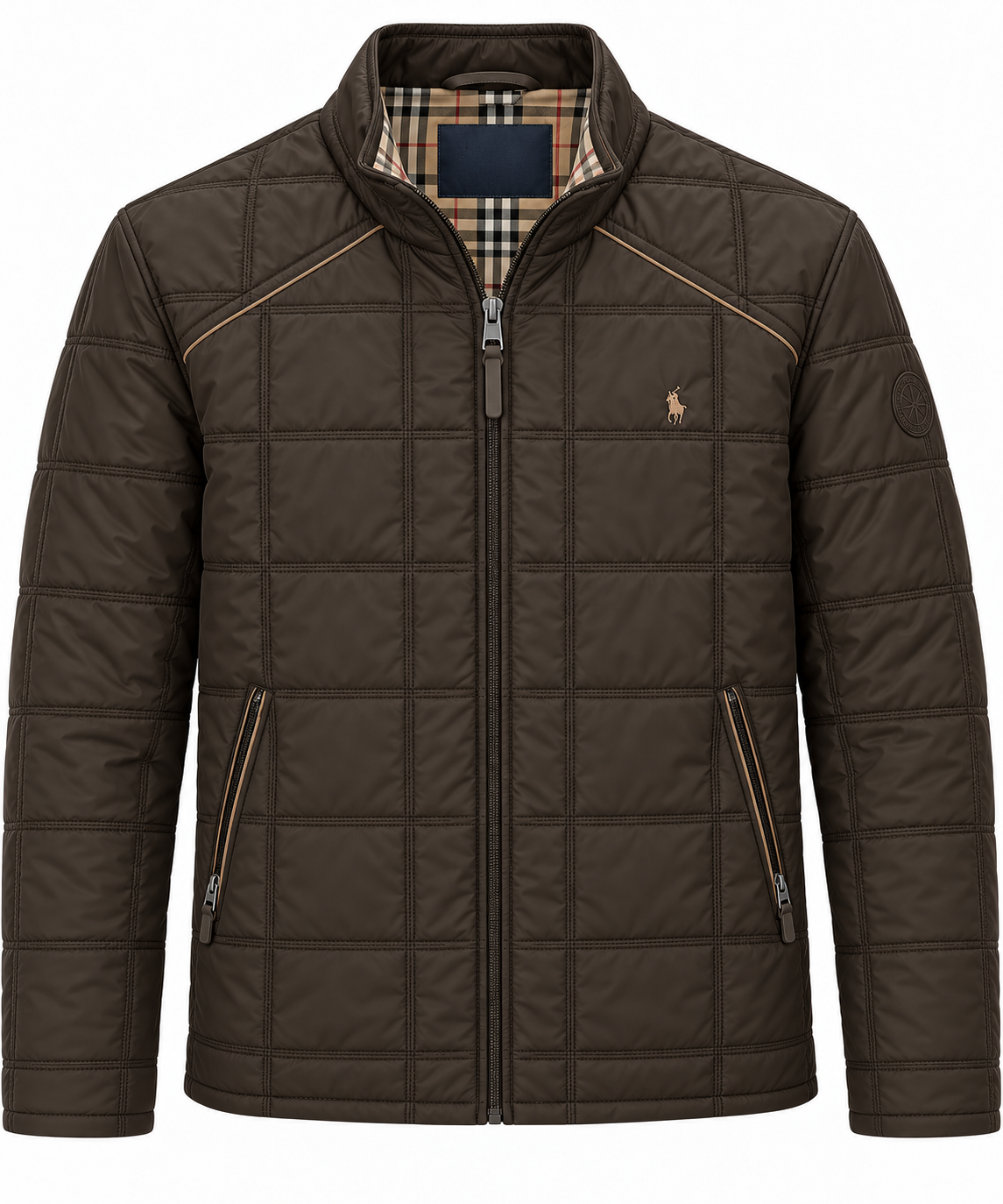 Chaqueta Cuadros hombre acolchada Marrón