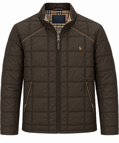 Chaqueta Cuadros hombre acolchada Marrón