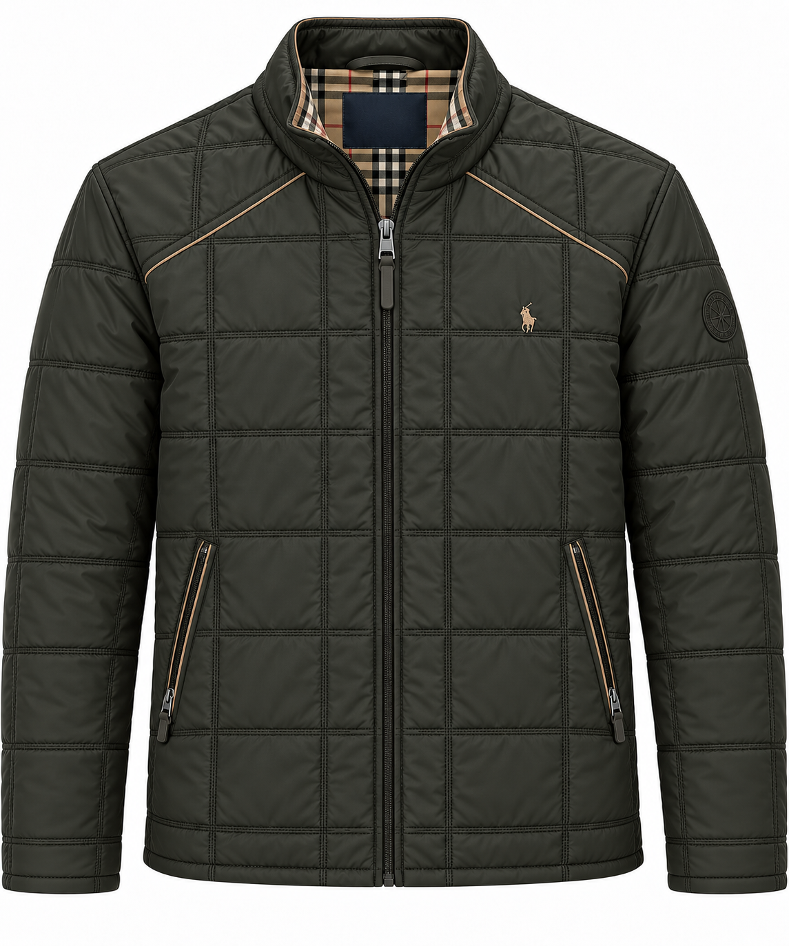 Chaqueta Cuadros hombre acolchada Verde