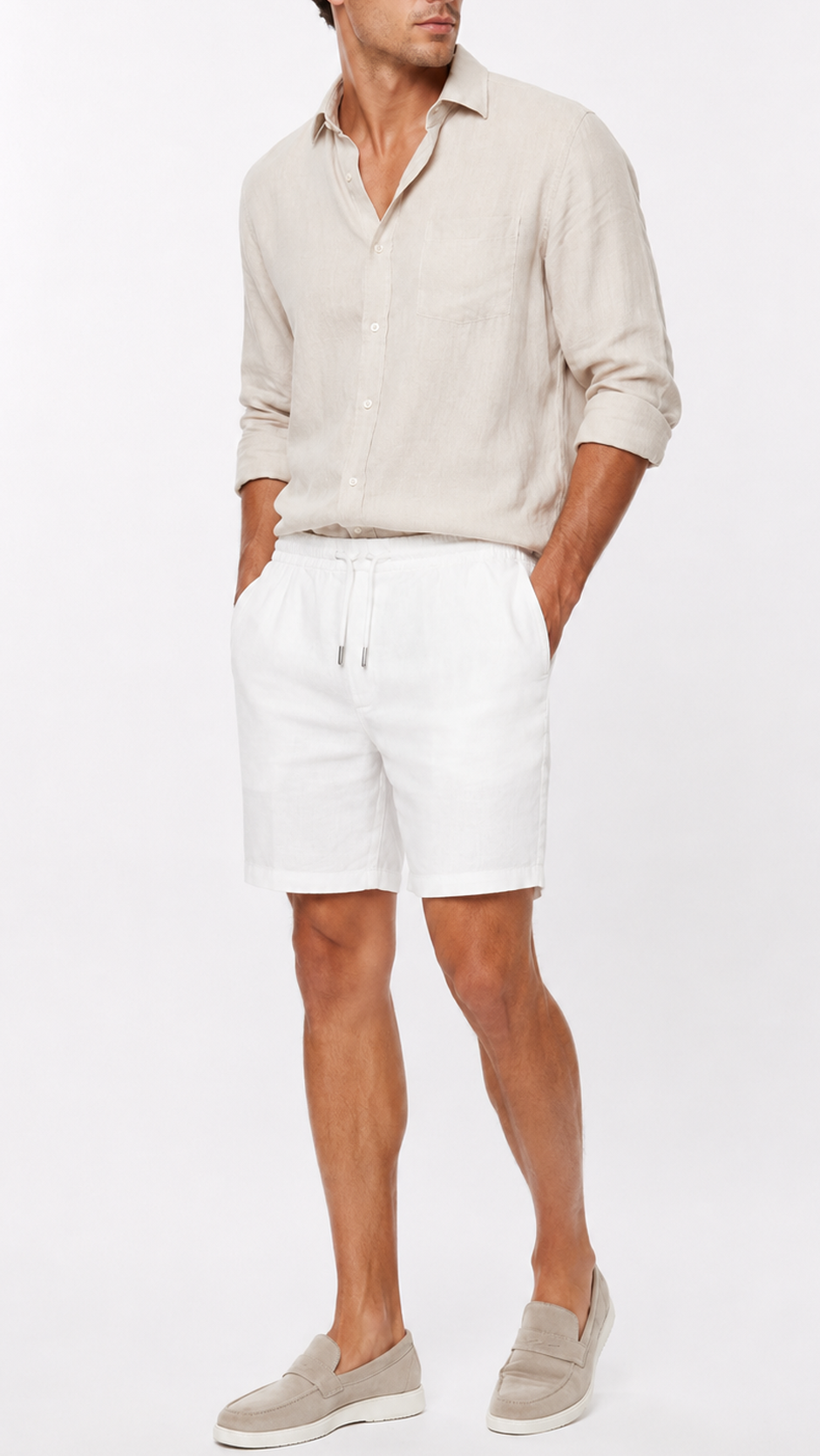 Pantalón corto de lino blanco
