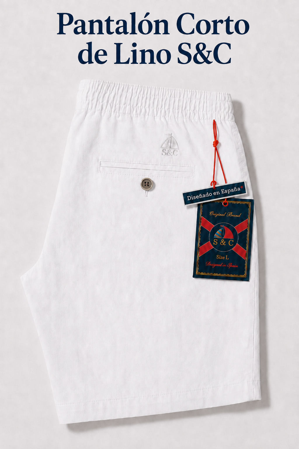 Pantalón corto de lino blanco