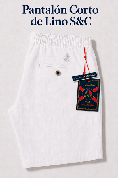 Pantalón corto de lino blanco