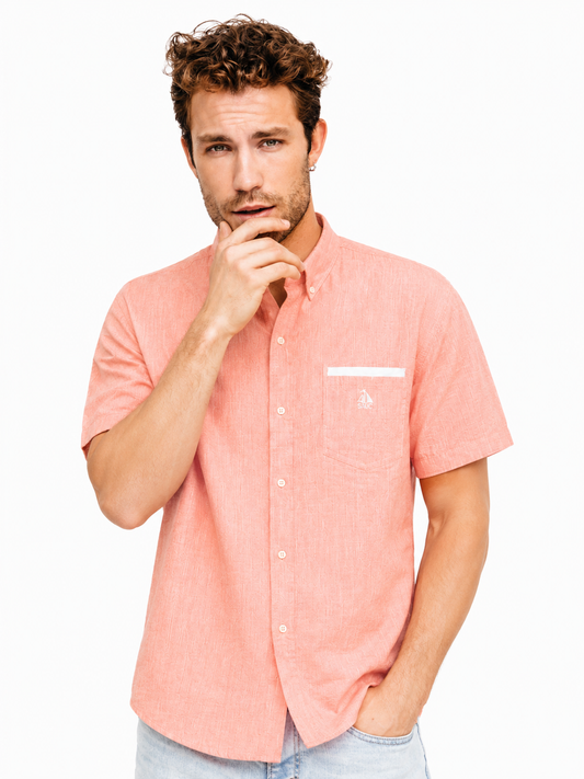 Camisa Hombre manga corta Salmón