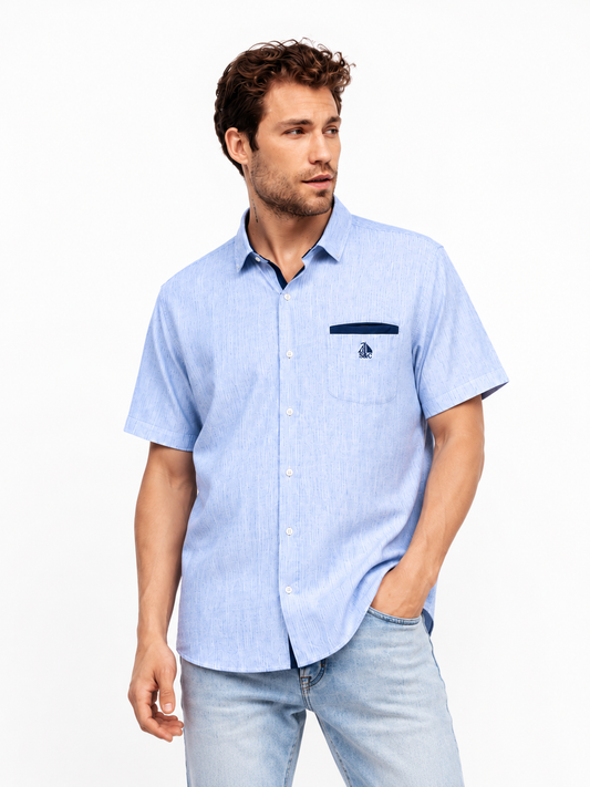 Camisa Hombre manga corta Celeste