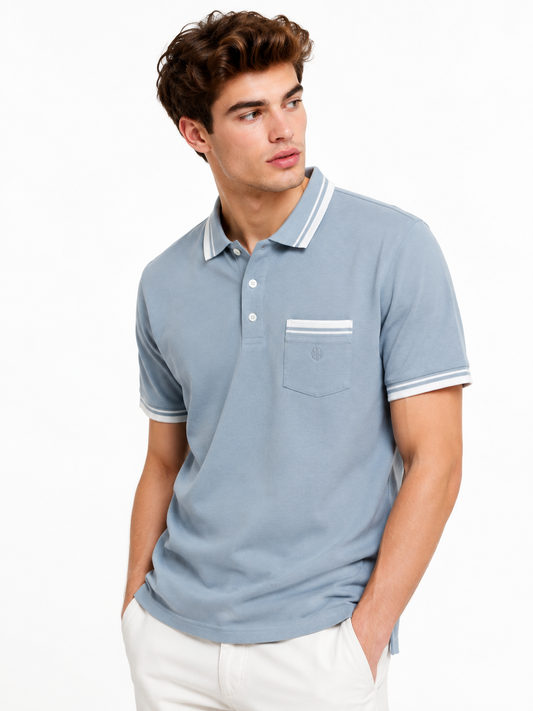 Polo fantasía Celeste/Blanco
