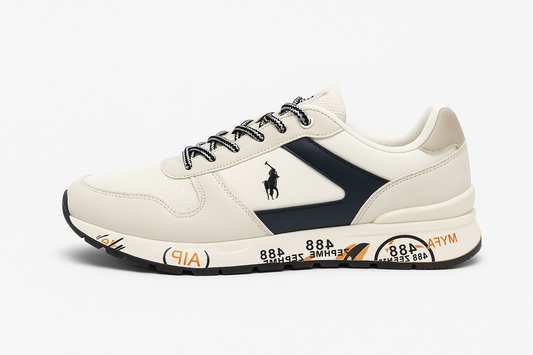 Deportiva hombre blanco, beige y marino