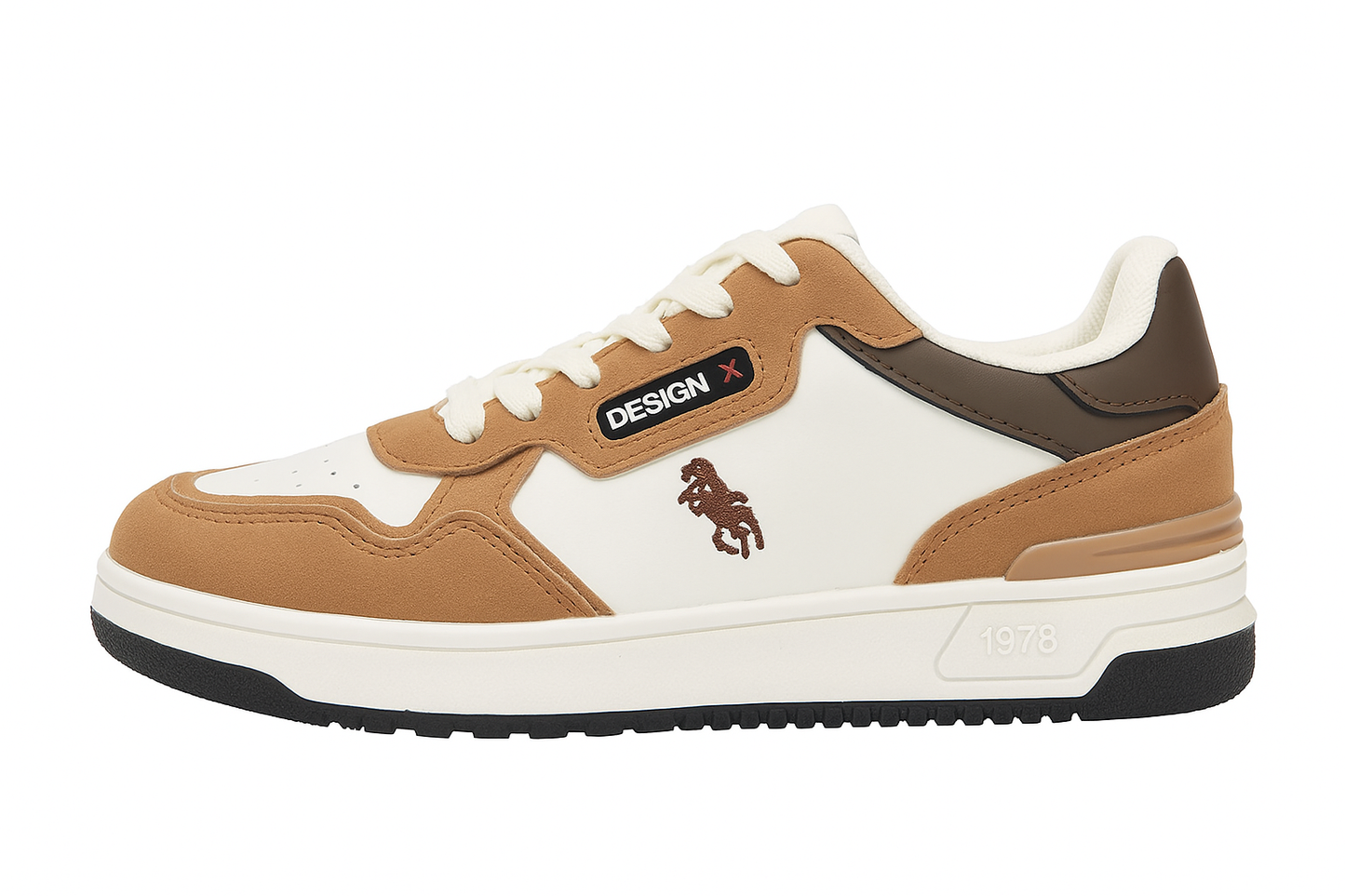 Deportiva hombre blanco, camel y marrón