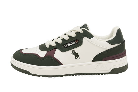 Deportiva hombre blanco, verde y morado