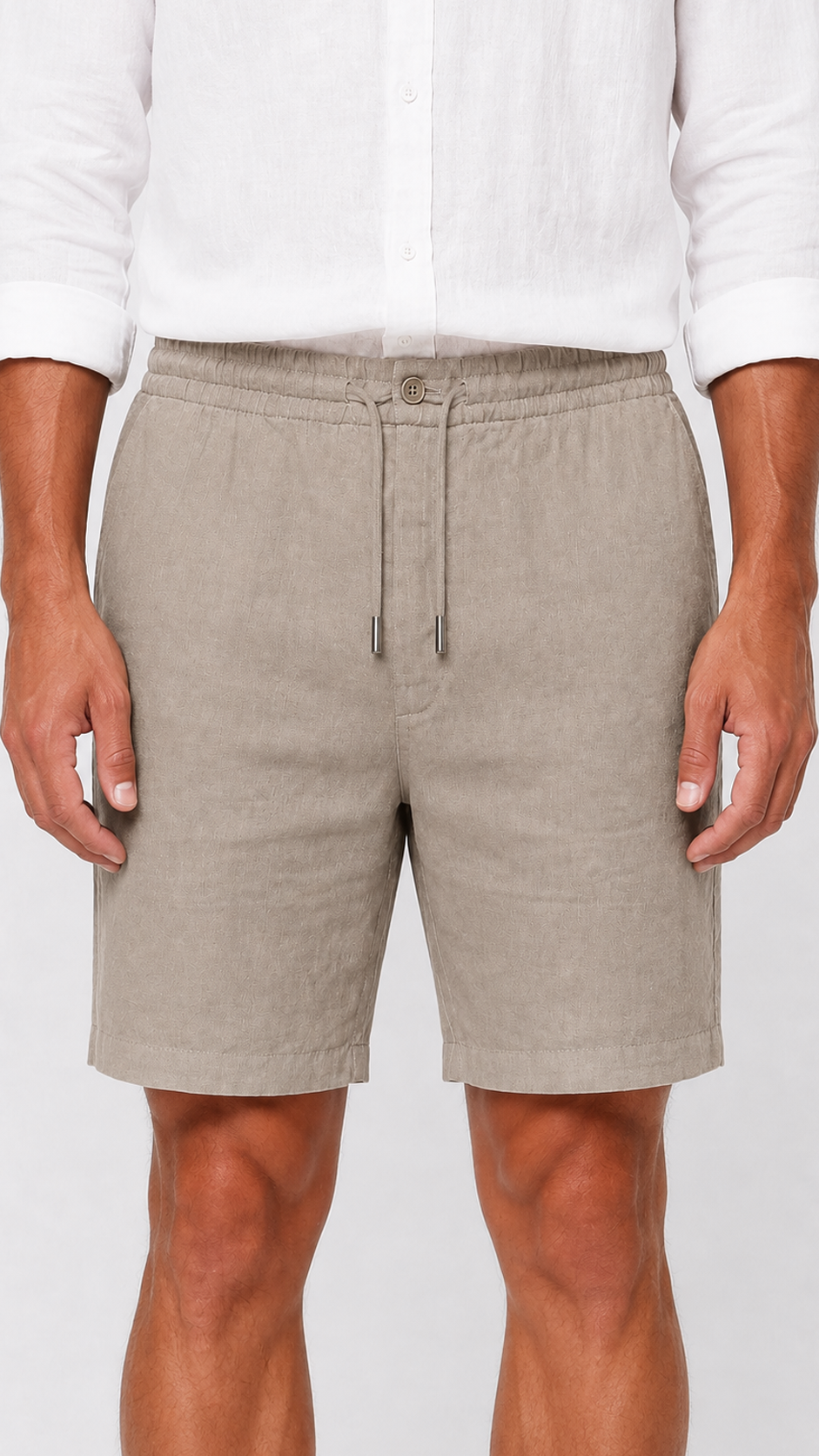 Pantalón corto de lino beige
