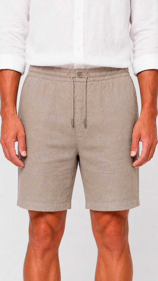 Pantalón corto de lino beige