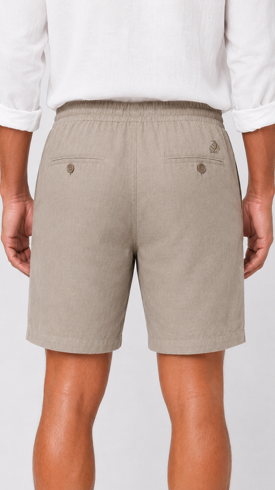 Pantalón corto de lino beige