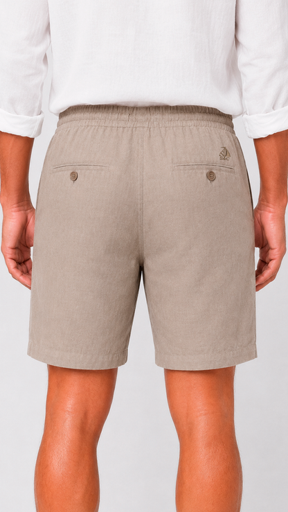 Pantalón corto de lino beige