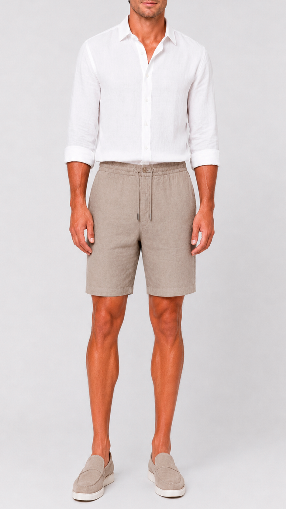 Pantalón corto de lino beige