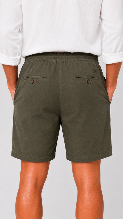 Pantalón corto de lino kaki