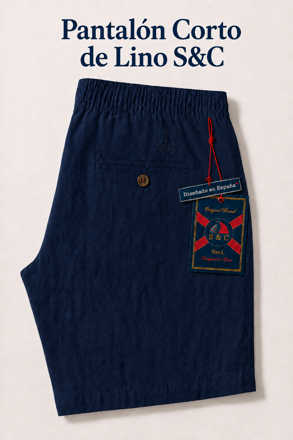 Pantalón corto de lino marino