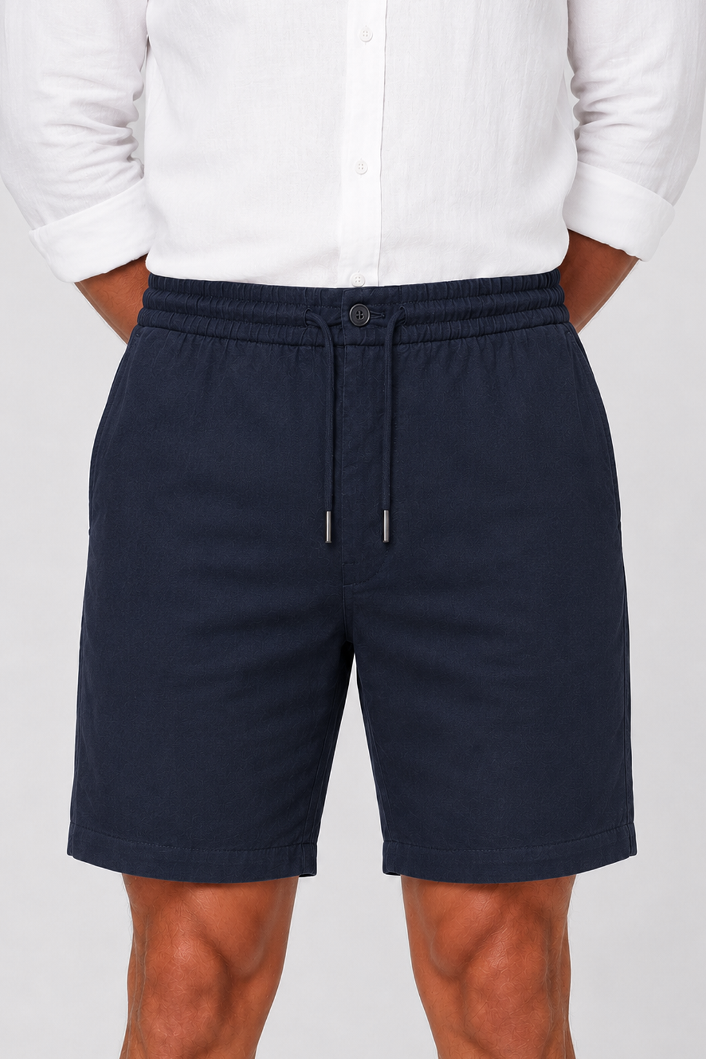 Pantalón corto de lino marino
