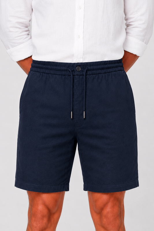 Pantalón corto de lino marino